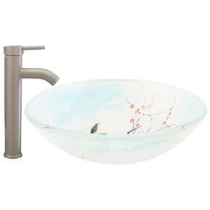 Geyser Japanese Bathroom Glass Vessel Sink and Brushed Nickel 