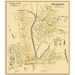  HOWARD AND MILLWOOD OHIO (OH) TOWN PLAT & LANDOWNER MAP 