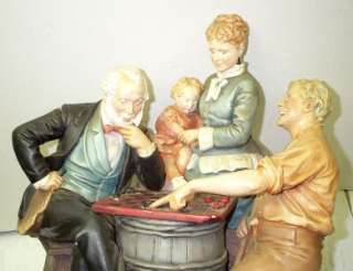 Antique John Rogers Group Statue Checkers Up at the Farm   BEST 