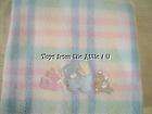 1995 TOYS R US PASTEL PLAID BABY SECURITY BLANKET BLUE BEAR PINK BUNNY 