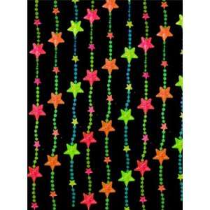  Beaded Curtains   Black Light Reactive Neon Stars Door Beads 