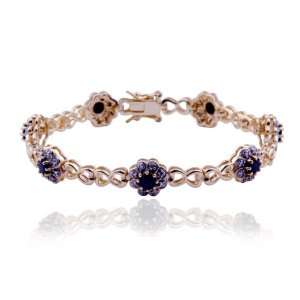   Silver Genuine Sapphire and Diamond Accent Bracelet, 7.25 Jewelry