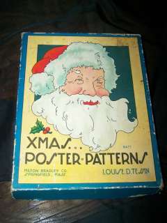   XMAS POSTER PATTERNS Santa Claus Christmas Paper Toy Box 1920s  