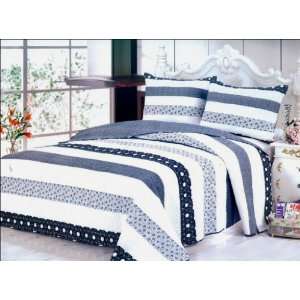  Beatific Bedding 3pc Diamond Blue Cotton Bedspread 