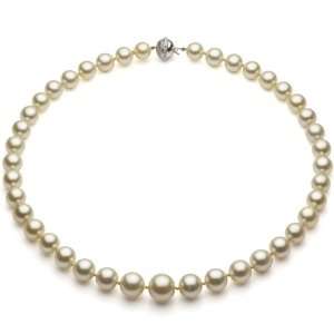 14k White Gold .07tcw 9 13mm Golden South Sea Beautiful Luster Pearl 