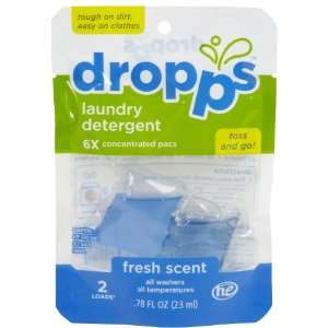  Dropps Laundry Detergent Pacs, Fresh Scent 2 Loads Health 