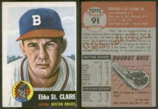 4148) 1953 Topps 91 Ebba St. Claire WL Braves EX+  