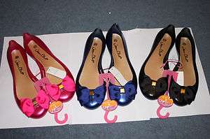 NEW BOW JELLY BEACH SHOES FLATS PINK NAVY BLACK 3 4 5 6 7 8 Primark 