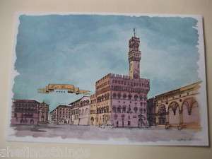 Hotel Bernini Palace Florence Firenze Italy Water Color Painting 