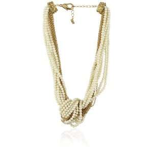  ABS By Allen Schwartz Pearls Night Out Gold Tone Knotted 