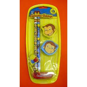  Curious George 4 Ct. Giant Erasers & Pencils Office 