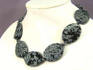 Necklace Snowflake Obsidian 40mm Twist Ovals  