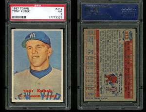 1957 Topps TONY KUBEK Rookie Yankees RC #312 PSA 7  