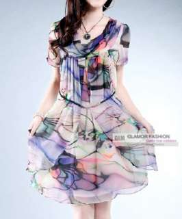 Printed Chiffon Dress Baggy Dress S/M/L #GF265B  