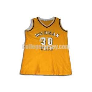  Yellow No. 30 Game Used Michigan Tech Russell Basketball 