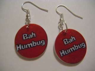 Bah Hum Bug earrings christmas carol jewelry scrooge  