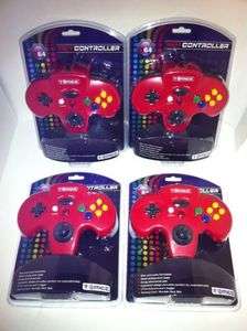 FOUR NEW Red Tomee Controllers for N64 NINTENDO 64  