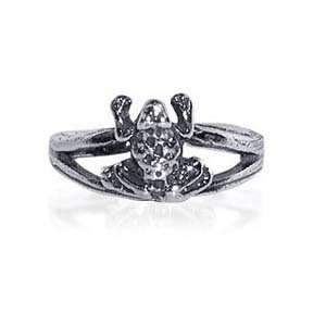   Free Sterling Silver Antique Finish Toering Frog Toe Ring Jewelry