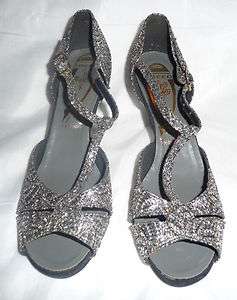 FREED England Silver Sparkled Ballroom Dance Shoes 7AA  