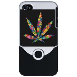  iPhone 4 or 4S Slider Case Silver Marijuana Flowers 60s 