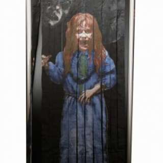 doorway Plastic drape with the image of Regan from the Exorcist 