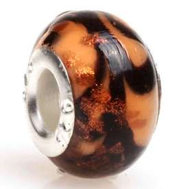 5pcs orange passion flower lampwork glass for European bracelet beads 