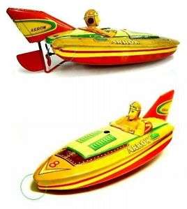 BANDAI ARROW Japanese Speed Racer Boat Ship Tin Toy  