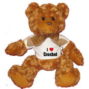  I Love/Heart Crochet Plush Teddy Bear with WHITE T Shirt 