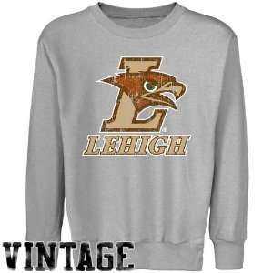 NCAA Lehigh Mountain Hawks Youth Ash Distressed Logo Vintage Crew Neck 