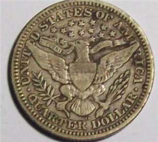 1909 D BARBER QUARTER Silver COIN ~ VF++  
