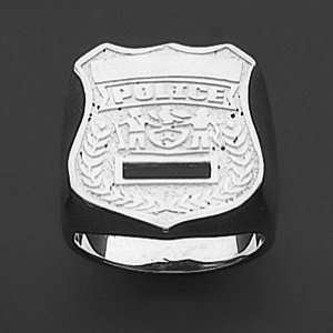  Police 10kt White Gold Badge Ring Jewelry