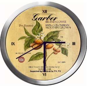  GARBER 14 Inch Coffee Metal Clock Quartz Movement Kitchen 