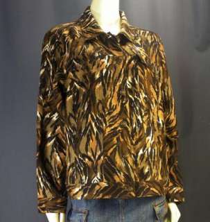 Carole Little Woman Linen Tiger Stripe Plus Jacket 2X   Black Brown 