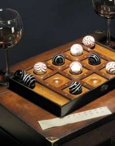Tic  Tac  Toe Wooden Board Game W/ Venetian Marbles  