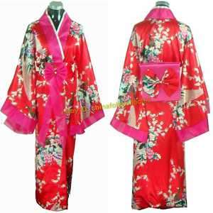Japan Women Geisha Costume Kimono Dress Robe Gown  