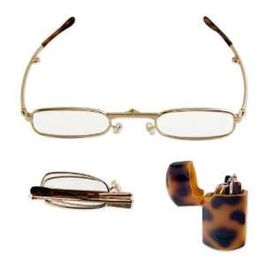   Reading Glasses   3.25 Diopter   Hard Pocket Case   Gold Metal Frame