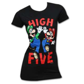 Super Mario Bros High Five Baby Doll Junior T Shirt  