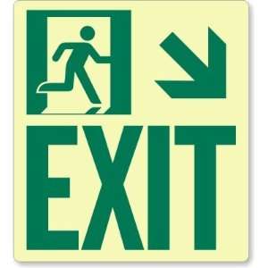 GlowSmart Directional Exit Sign, Exit, Downward Right Arrow Glow Vinyl 