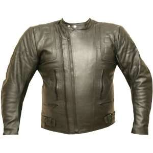 RACER MOTORCYCLE LEATHER HARD ARMOR JACKET Black SMALL