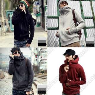 Korean 3 Styles Gloves on a Thickened Hooded Sweater Mens Slim Zip 