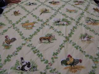 Thibaut Designer Fabric   3 yd. Pigs Roosters Cows  