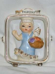 This is for a FANTASTIC Lefton ceramic angel of the week plaque set