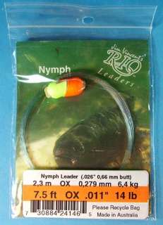 RIO 7.5 0X 14 lb Nymph Knotless Tapered Leader With Indicator   24146