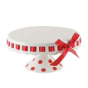   Porcelain Cakestand with Red Polka Dot Pedestal
