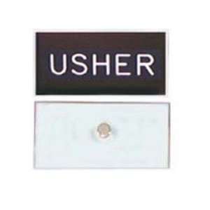  Badge Usher Magnetic Black Plastic (1 1/4 x 2 3/8 