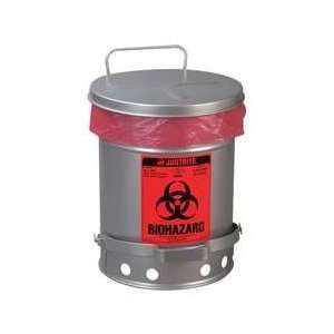 Biohazard Waste Container,6 Gal,silver   JUSTRITE