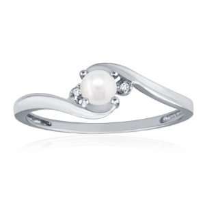 JUNE Birthstone Ring 10K White Gold Pearl Ring