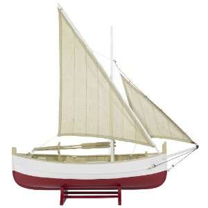 Red Biscay Fishing Boat Wooden Model 18.5 Sailboat Authentic Models