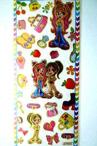 FOIL GOLD OUTLINED STICKERS, RETRO TEEN THEME, GIRL #2  