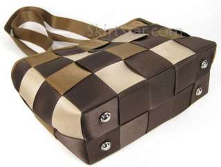   COLORED checkered PURSE hand bag tote brown TAN taupe chocolate  